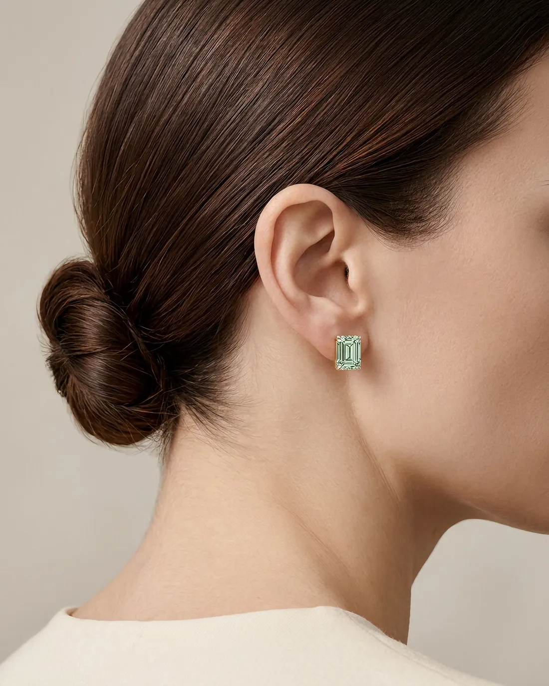 ORTIGAS Emerald Studs earrings, worn on the ear