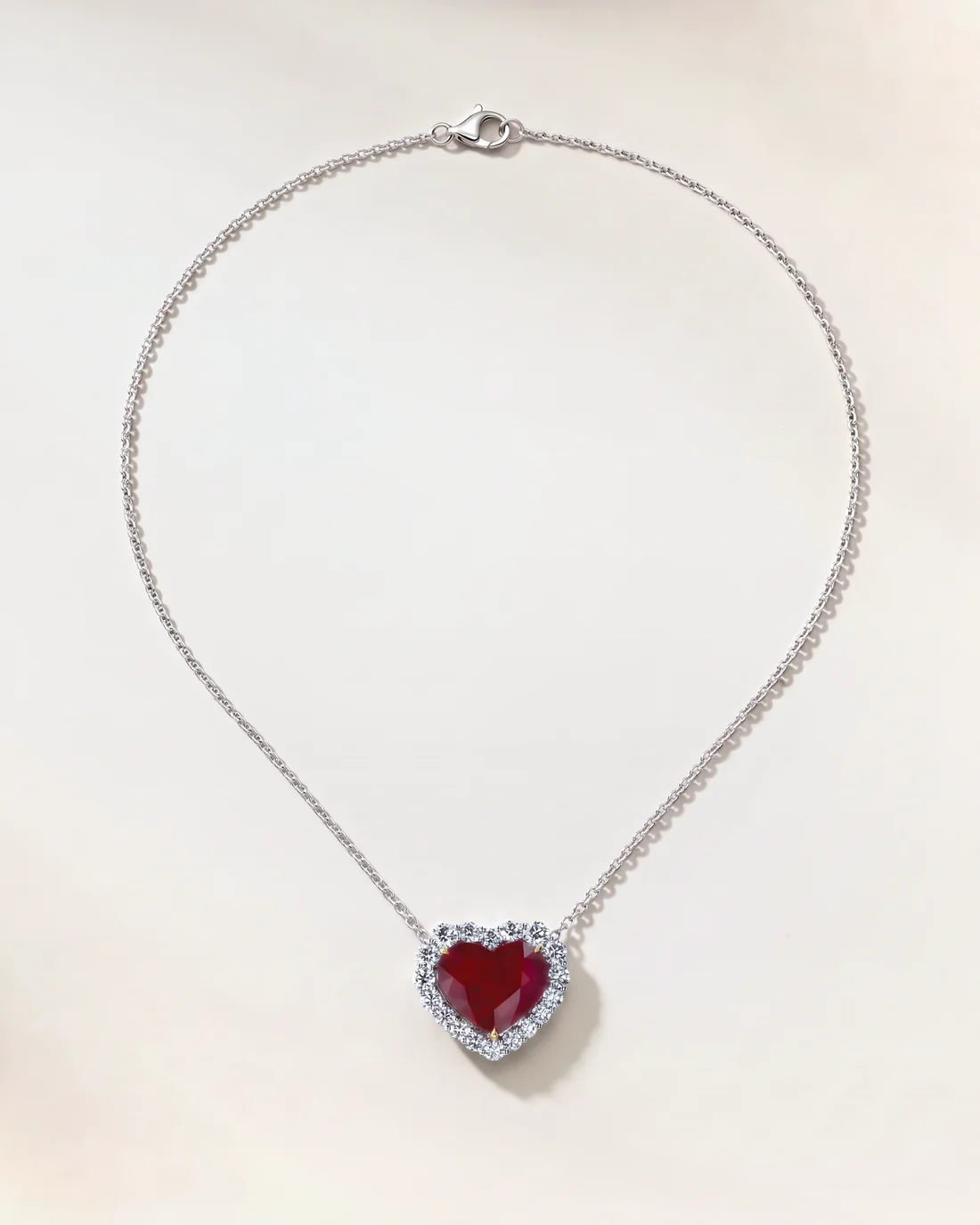 ORTIGAS Red Heart Halo necklace, front view