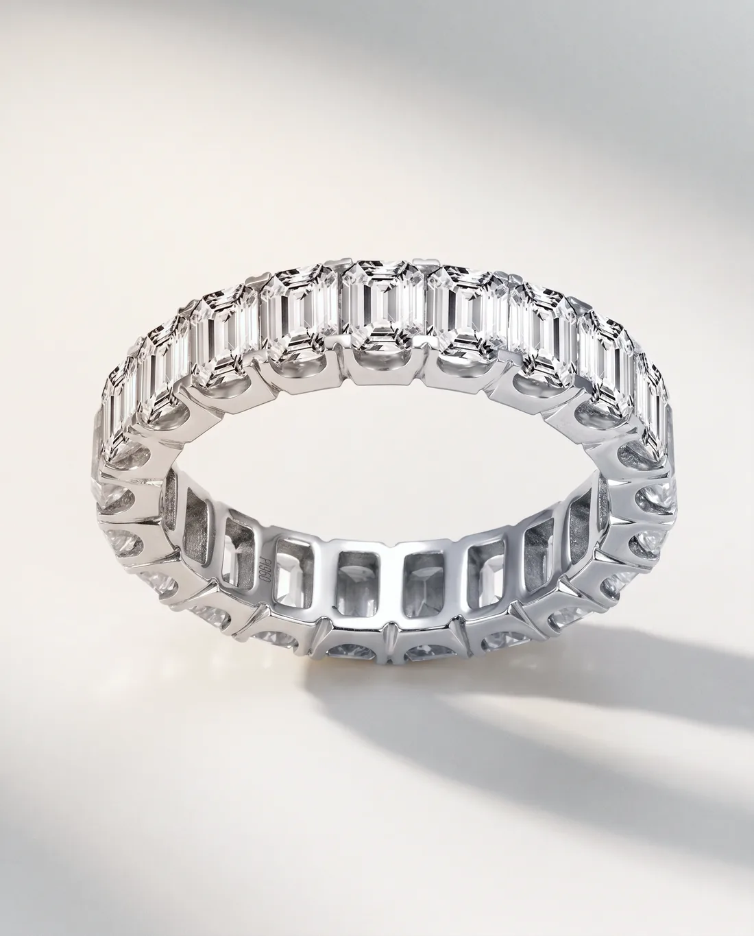 ORTIGAS Emerald-Cut Eternity ring, front view