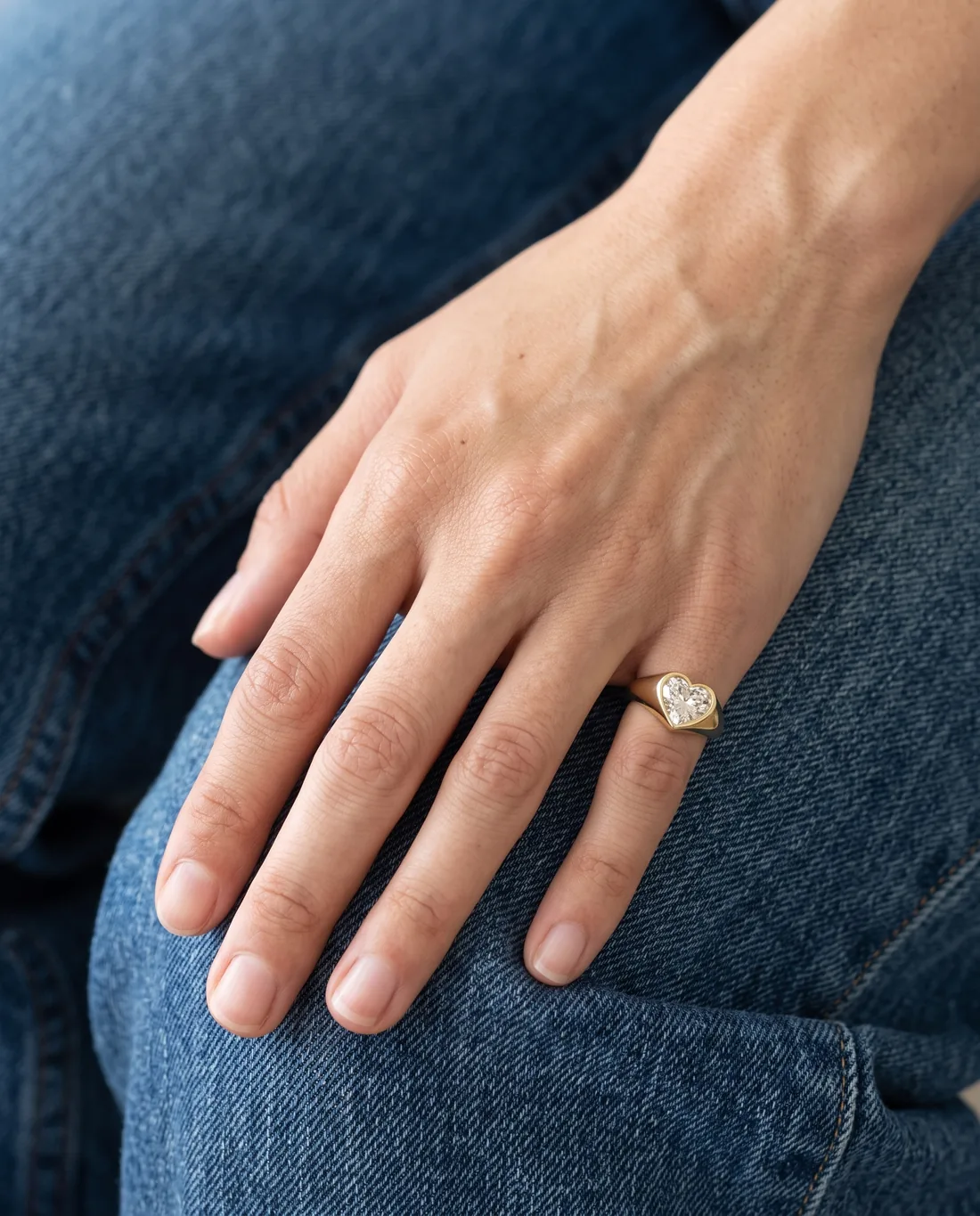 ORTIGAS Heart Signet ring, worn on the hand
