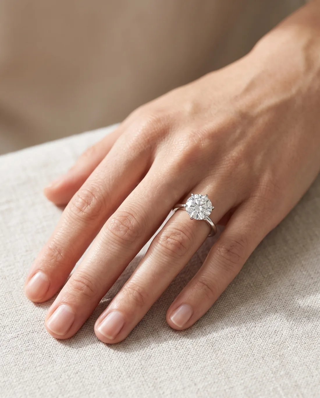 ORTIGAS Round solitaire ring worn on the hand